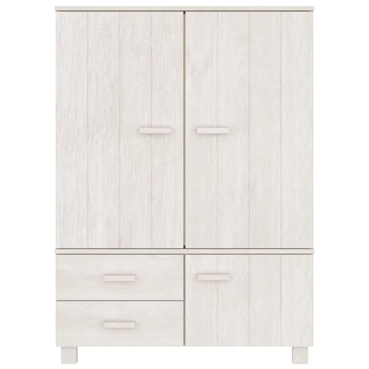 Pine Wood Wardrobe with Doors and Drawers K62272