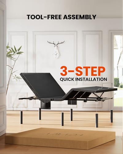 Queen Adjustable Bed Frame with Massage, Wireless Remote, USB Ports Y71201