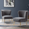 Grey Gold Legs Side Chair Set of 2 C214156