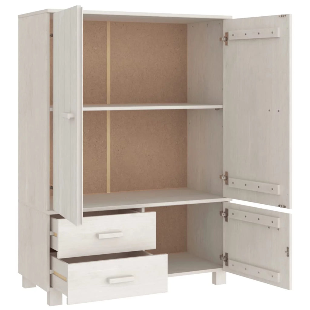 Pine Wood Wardrobe with Doors and Drawers K62272