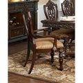 Fabric Upholstered Wooden Arm Chair Set of 2 Cherry Brown F3199