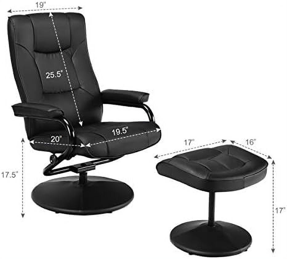 Black PU Leather Swivel Recliner Chair with Ottoman E878