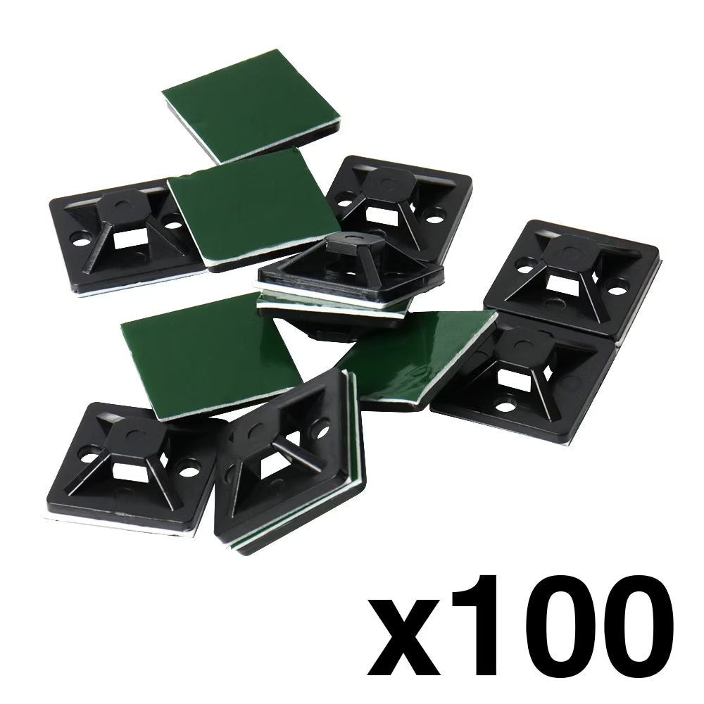 Black Mounting Base for Cable Runs, 100 Pack B5137