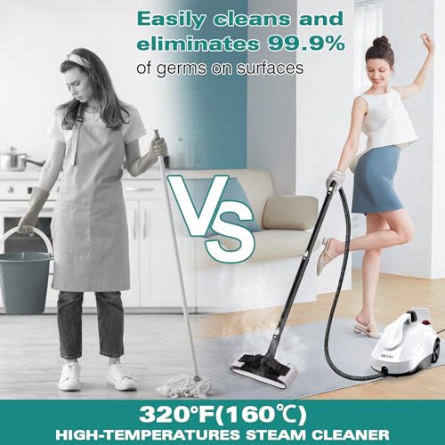 Heavy Duty Canister Steam Cleaner with 23 Accessories, White S463