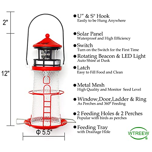 14'' Hanging Mesh Solar Bird Feeder with Rotating Beacon P931225