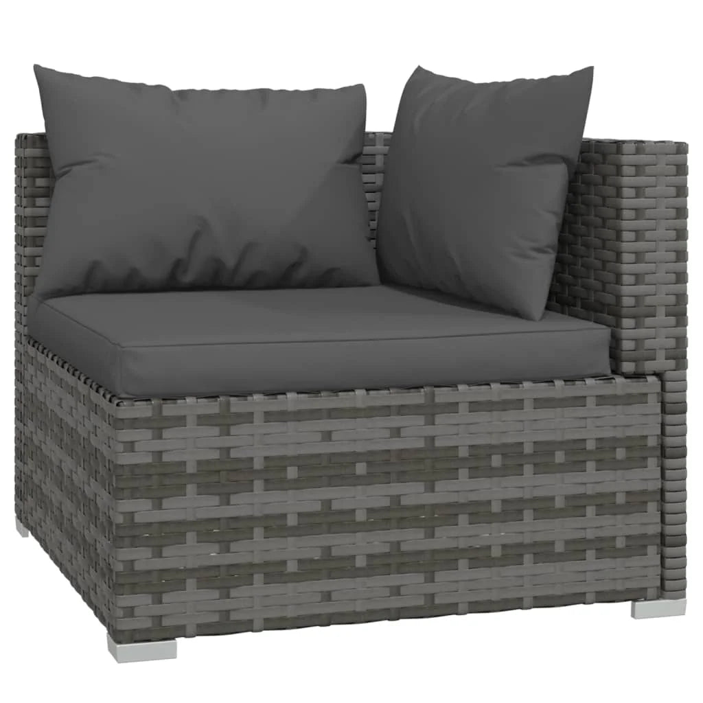 9 Piece Patio Set with Cushions Gray Poly Rattan H818