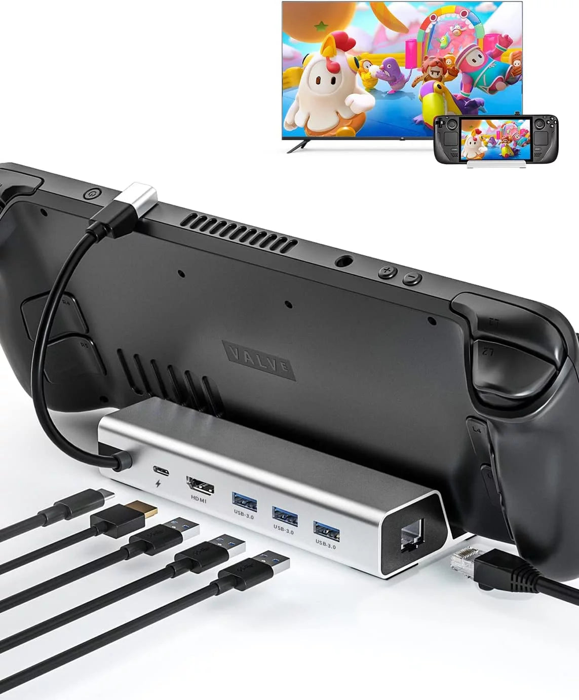 6 in 1 TV Docking Station with 4K@60Hz Ethernet 3 USB3.0 USB-C PD Charging M787